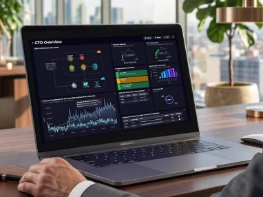 Visualización del Dashboard administrativo en AWS con tableros de control de KPIs.