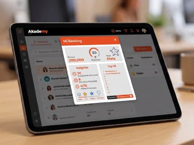 Mockup de la interfaz del estudiante mostrando la barra de gamificación y la tienda e-commerce.